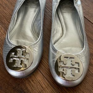 Tory Burch Silver Ballet Flats in size 4.5M